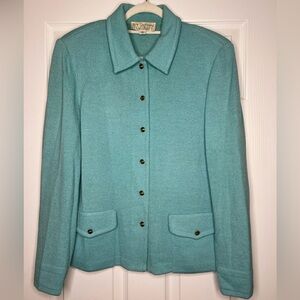 St. John Collection Aqua Knit Jacket – Size 12 (Made in USA)